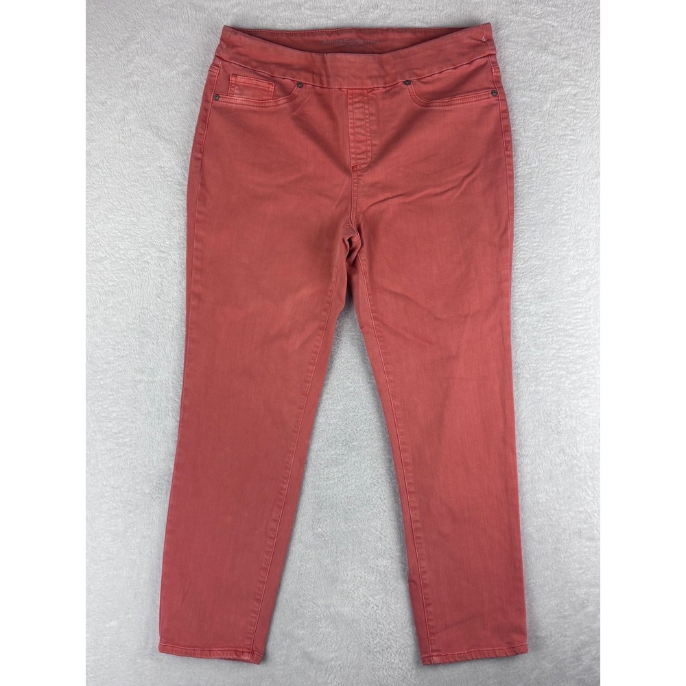 Chico's Pull On Jegging Ankle Pants Stretch Casual Coral Size 10R‎